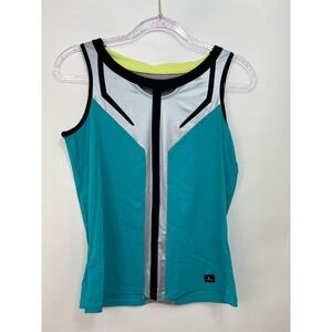 Jamie Sadock Crinkle Aqua And Gray Golf Shirt Size Medium